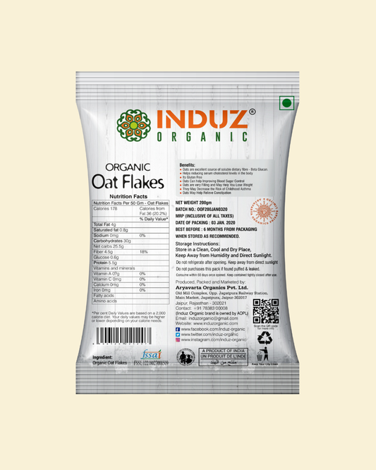 Organic Oat Flakes 200 GMS - Induz | Delicious  Healthy Breakfast Cereal