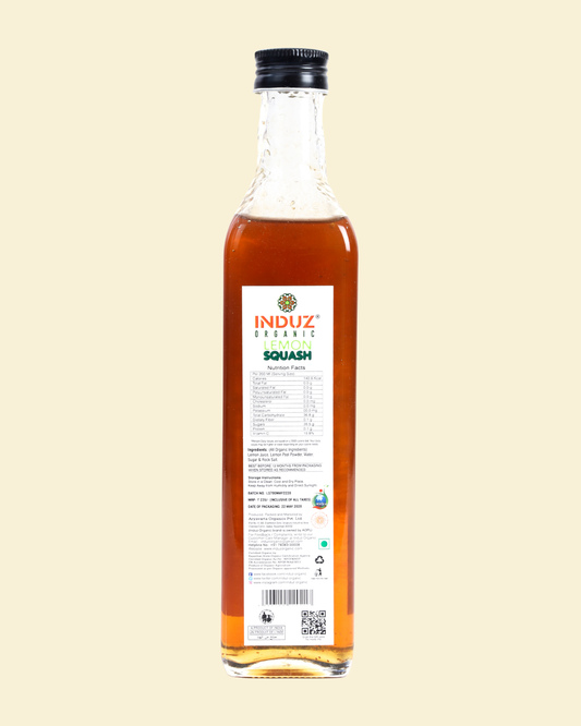 Organic Lemon Squash - 500 ML | Induz | Refreshing  Healthy Drink