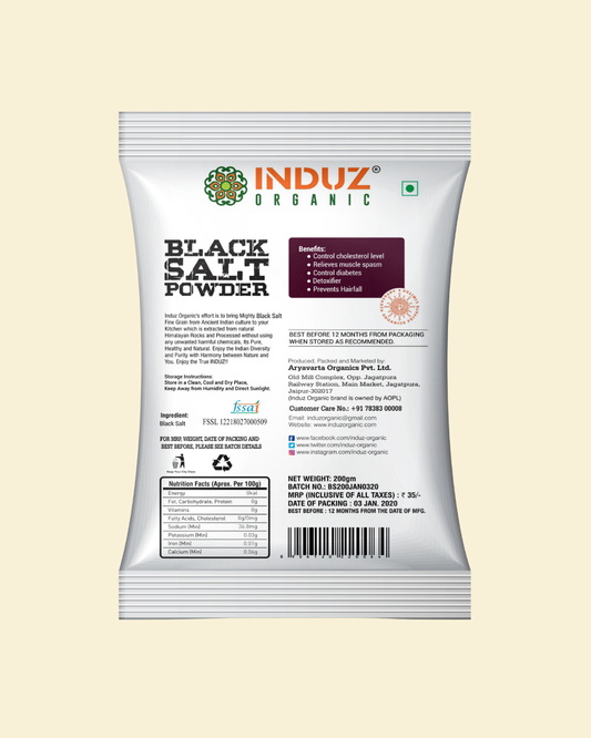 Organic Black Salt - 200 GMS | Induz | Natural & Healthy Seasoning