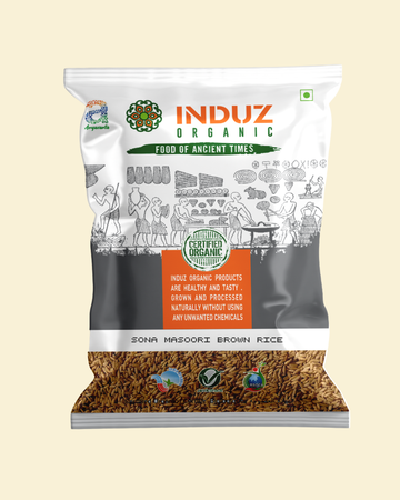 Organic Sona Masoori Brown Rice 500 GMS | Induz | 100% Natural  Healthy
