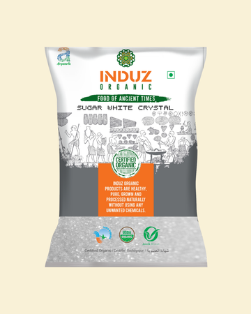 Organic White Sugar Crystal - 1 KG | Induz | Natural Sweetener